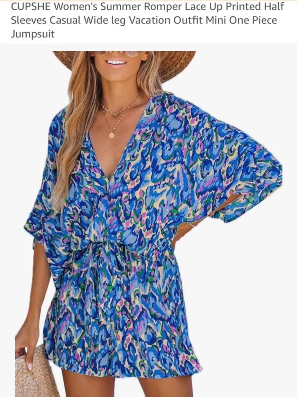 CUPSHE XL Blue Summer Women's Romper